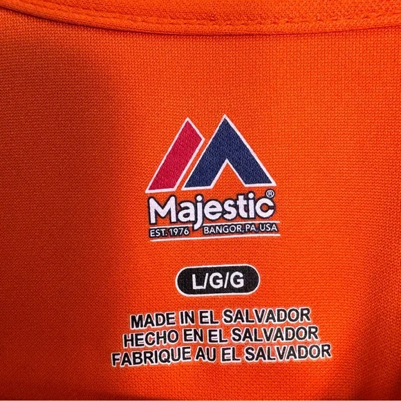 Majestic Men's Orange Cool Base performance jersey moisture-wicking Large Button - Picture 5 of 7